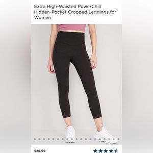 NWT Old Navy Extra High-Waisted PowerChill Hidden-Pocket Cropped Leggings